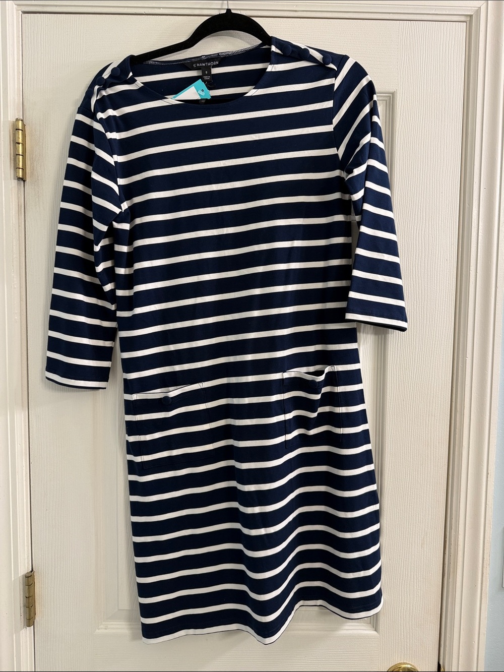 41 Hawthorn Navy and White Striped Midi Dress